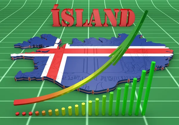 Mappa illustrazione di Islanda con la bandiera — Foto Stock