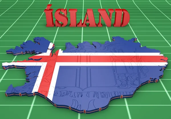 Kartenillustration von Island mit Flagge — Stockfoto