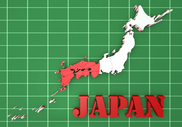 Karta över japan med flagga — Stockfoto