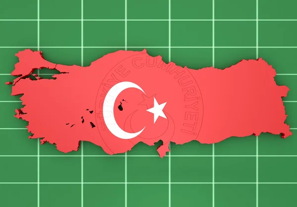 Map illustration of Turkey with flag — Stock Photo, Image