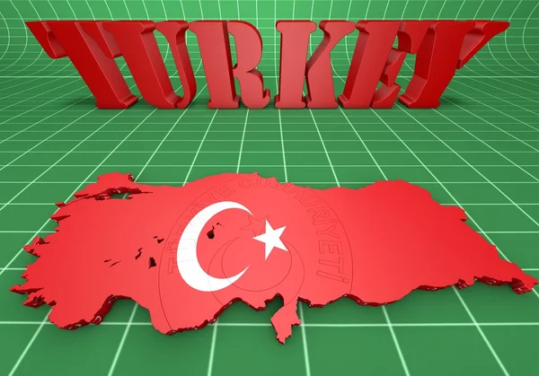 Mappa illustrazione di Turchia con la bandiera — Foto Stock