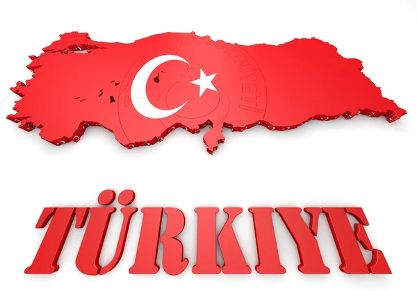 Map illustration of Turkey with flag — Stock Photo, Image