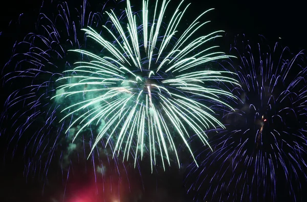 Fireworks in Big Eeuropean city Riga — Stock Photo, Image