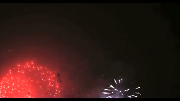 Фейерверки в большом европейском городе Риге, День независимости — стоковое видео