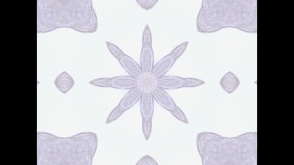 Blanco Resumen Caleidoscopio patrón étnico - diseño de la tela . — Vídeos de Stock