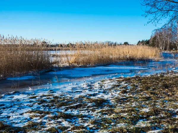 Schöne Aussicht auf gefrorene Wüstendünen im Winter — Stockfoto