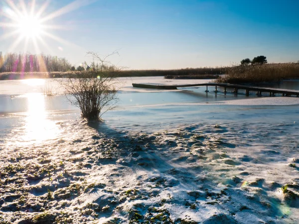 Beautiful view of winter frozen desert dunes — Stock Photo, Image