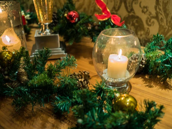 Christmas decoration with candles — Stock Photo, Image