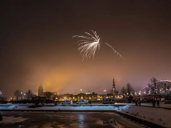 Fogos de artifício bonitos no país da Europa Ocidental , — Fotografia de Stock