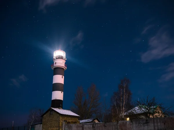 Riga Lighthouse in a starry night — Stock Photo, Image