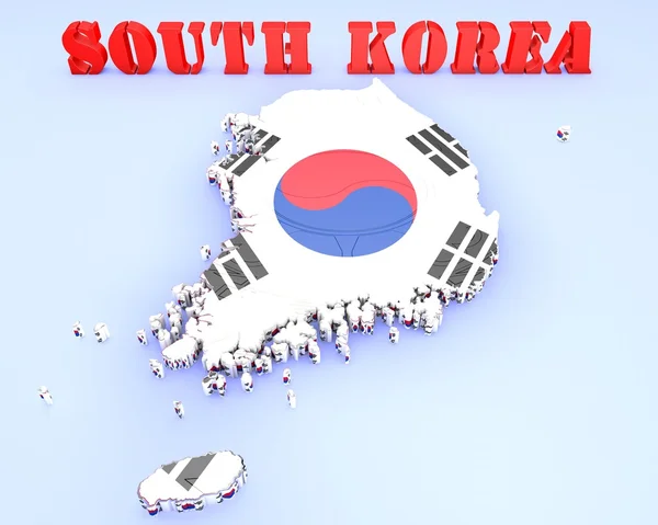 韩国的地图插图 — 图库照片