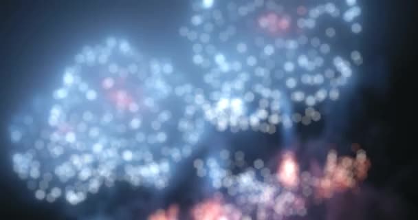 Blurred fairy lights from fireworks background. — Stock Video