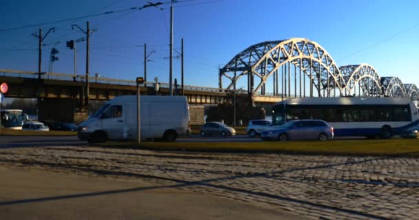 Traffico ingorgo in città, strada, ora di punta — Video Stock