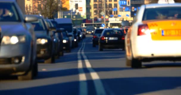 Traffico ingorgo in città, strada, ora di punta — Video Stock