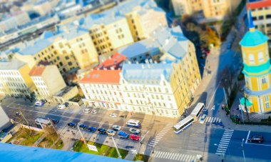 Riga, Letonya - tarihi kent Riga'da Panoraması.