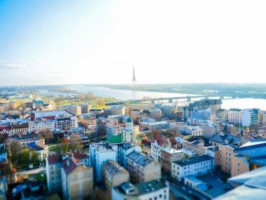Riga, Letonya - tarihi kent Riga'da Panoraması.