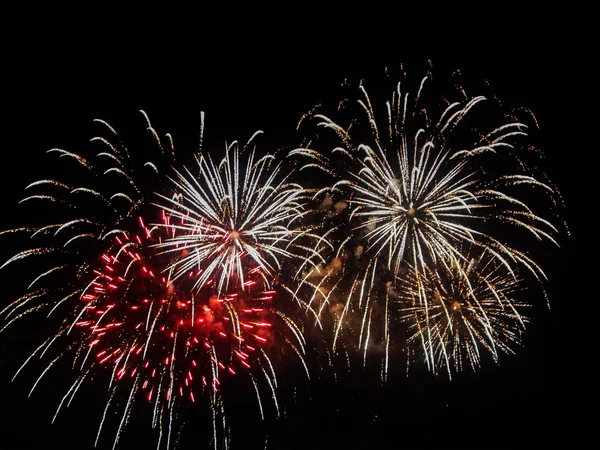 Colorful fireworks on the black sky — Stock Photo, Image