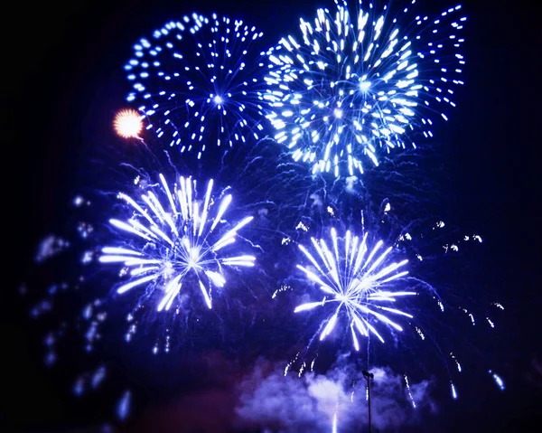 Colorful fireworks on the black sky — Stock Photo, Image