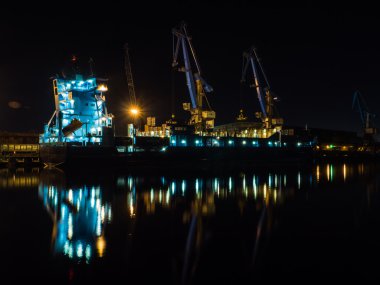 NIght view of big ship 