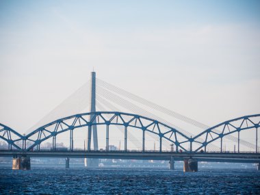 Evening view of quay Daugava rive in Riga.
