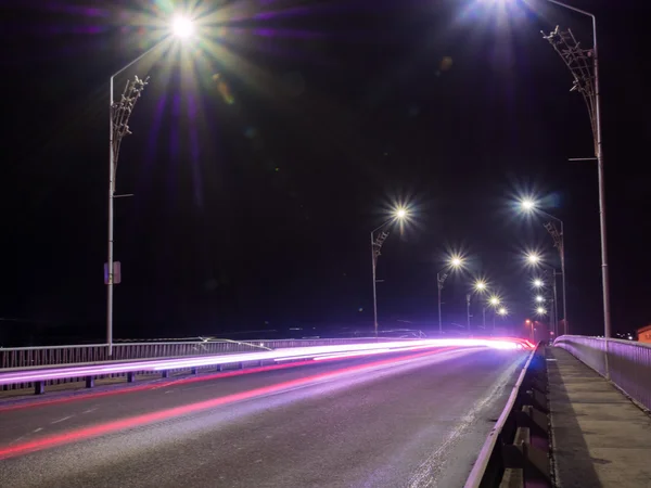 Car Light lines on the road — Stock Photo, Image