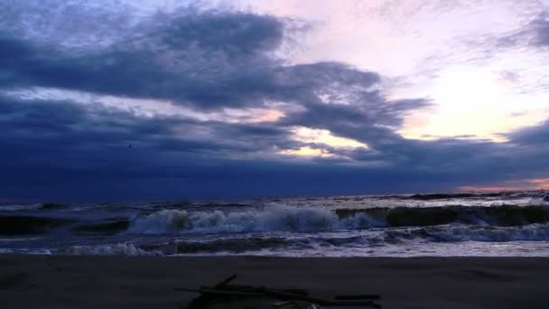 波罗的海海滩日落，游戏中时光倒流 — 图库视频影像