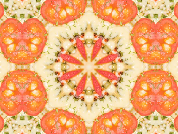 Orange color drawing in kaleidoscope pattern — Stock Photo, Image