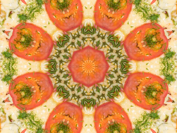 Orange color drawing in kaleidoscope pattern — Stock Photo, Image