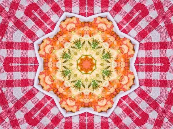 Orange color drawing in kaleidoscope pattern — Stock Photo, Image