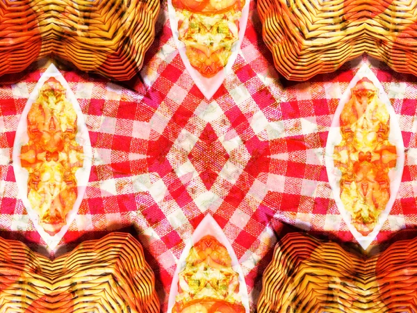 orange color drawing in kaleidoscope pattern
