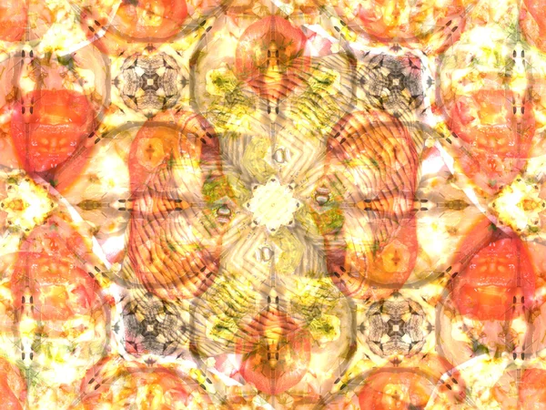 Orange color drawing in kaleidoscope pattern — Stock Photo, Image