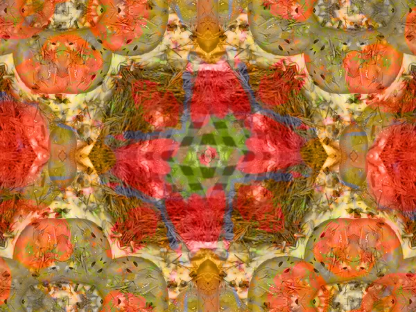 Orange color drawing in kaleidoscope pattern — Stock Photo, Image