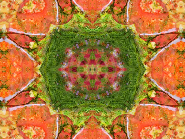 Orange color drawing in kaleidoscope pattern — Stock Photo, Image