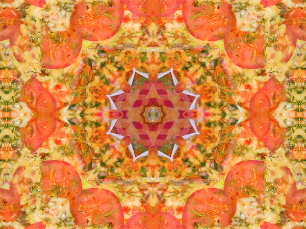 Orange farve tegning i kalejdoskop mønster - Stock-foto