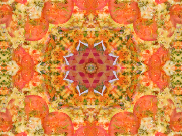 Orange color drawing in kaleidoscope pattern — Stock Photo, Image