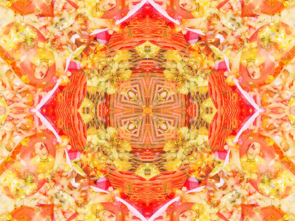 Oranžová barva v kaleidoskopu vzor — Stock fotografie