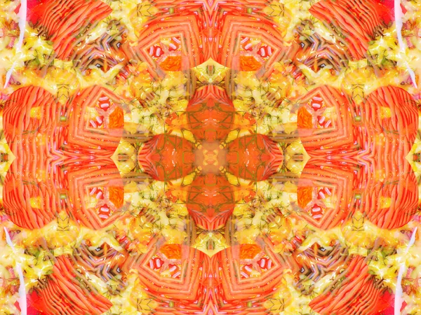 Orange färg ritning i kalejdoskop mönster — Stockfoto