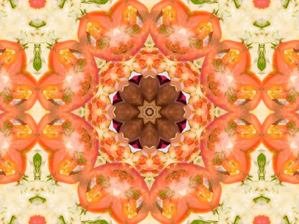 Orange color drawing in kaleidoscope pattern — Stock Photo, Image