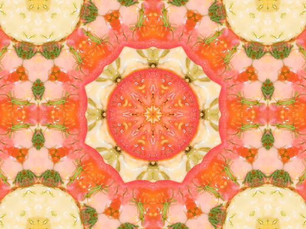 Orange color drawing in kaleidoscope pattern — Stock Photo, Image