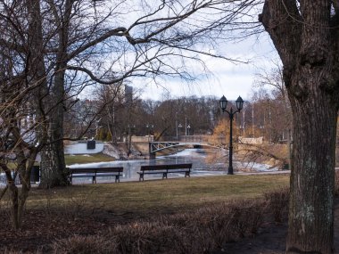 Riga, büyük şehrin panoramik cityscape 
