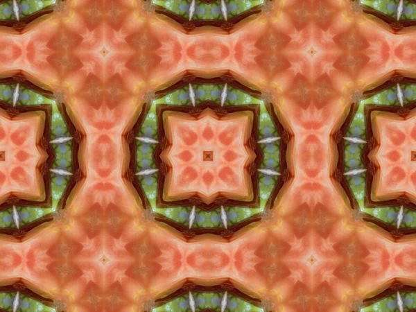 Orange color drawing in kaleidoscope pattern — Stock Photo, Image