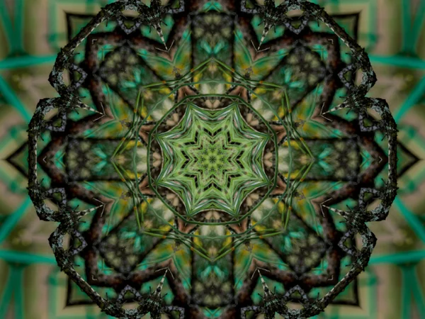 Green abstract kaleidoscope background — Stock Photo, Image