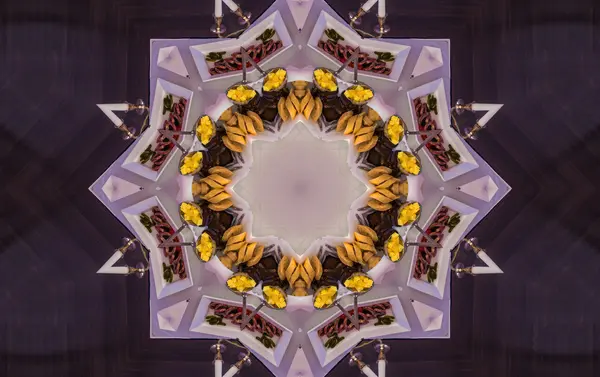Μωβ Mandala της καλαμποκάλευρο Φλαουερ Σεντερ — Φωτογραφία Αρχείου