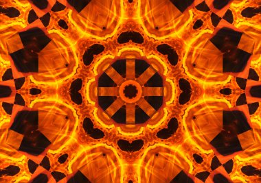 Soyut kırmızı ve sarı çiçek Dürbünü