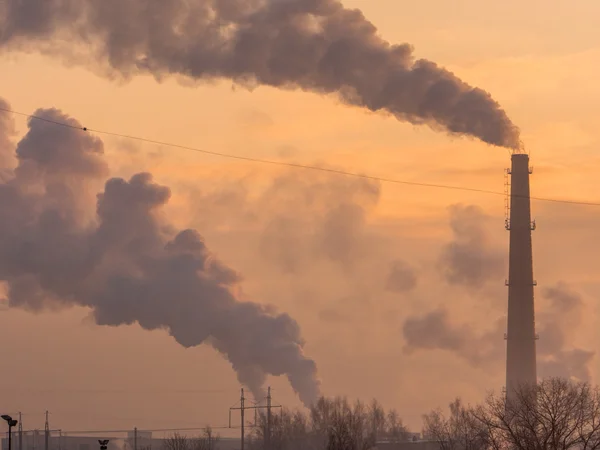 Industrial stack billows smoke