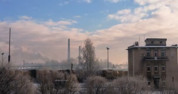 Daugavpils vlakové nádraží v zimě - Dslr časová prodleva — Stock video