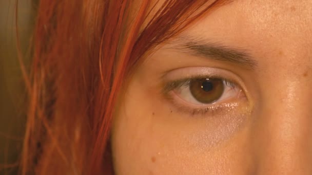 Kecantikan mata berkedip makro menutup — Stok Video
