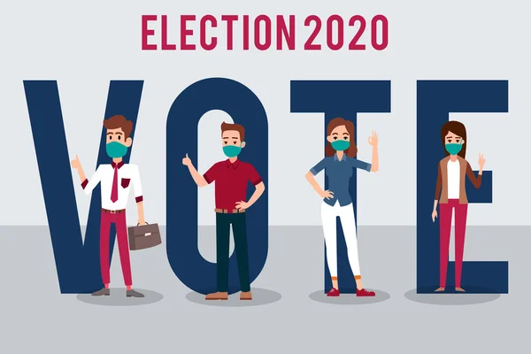 Des Militants Hommes Femmes Appellent Vote Concept Vote Élection Campagne — Image vectorielle