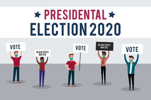 Les Activistes Appellent Vote Les Votes Noirs Comptent Concept Vote — Image vectorielle