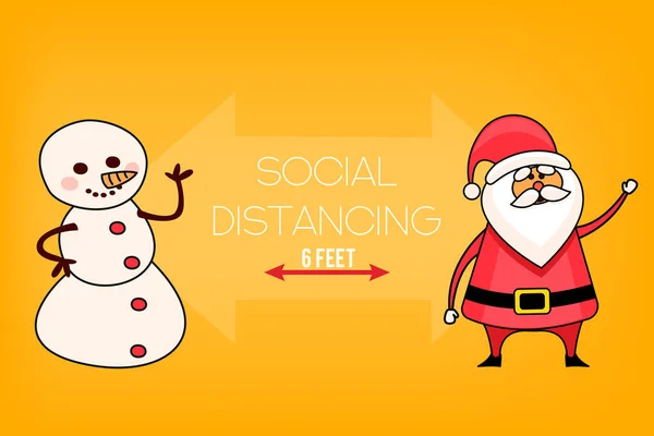 Natale concetto di distanza sociale. — Vettoriale Stock